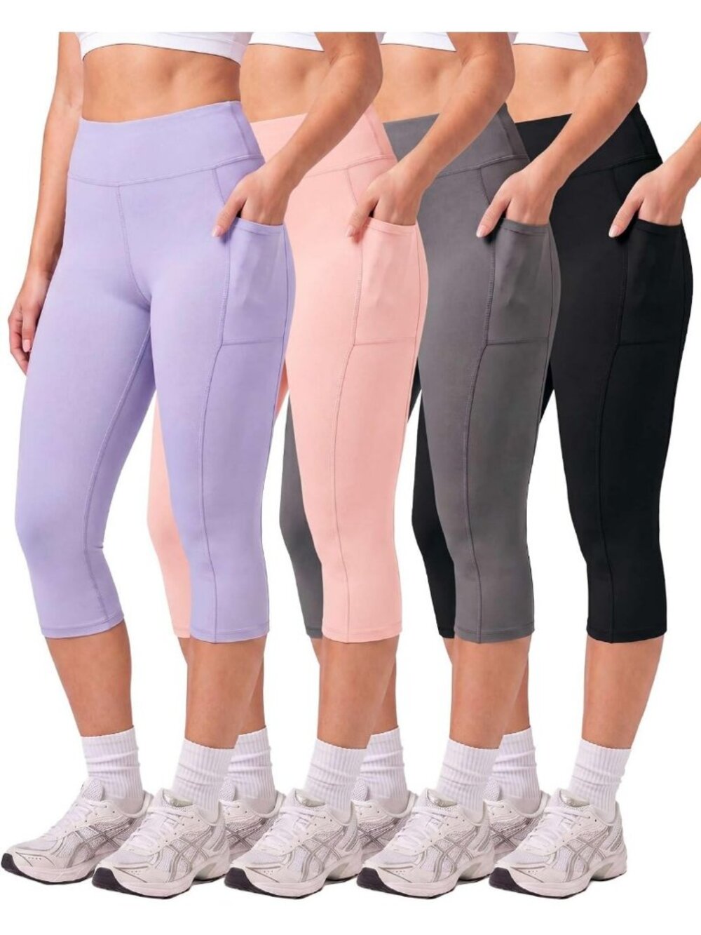 Women's Capri Leggings with Pockets - Casual Yoga & Workout Pants, Plus Size